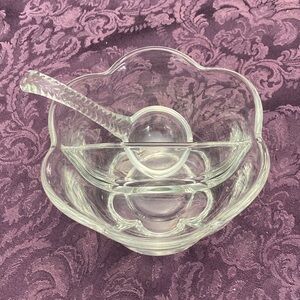 Vintage Condition Glass Bowl with Spoon